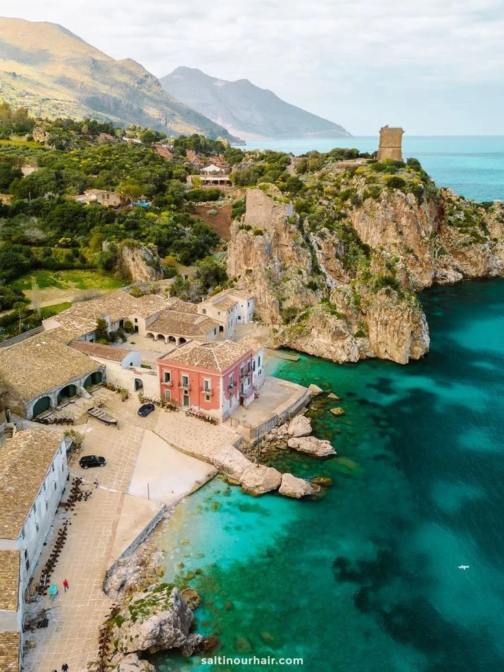 Aerial view of a coastal Sicilian estate